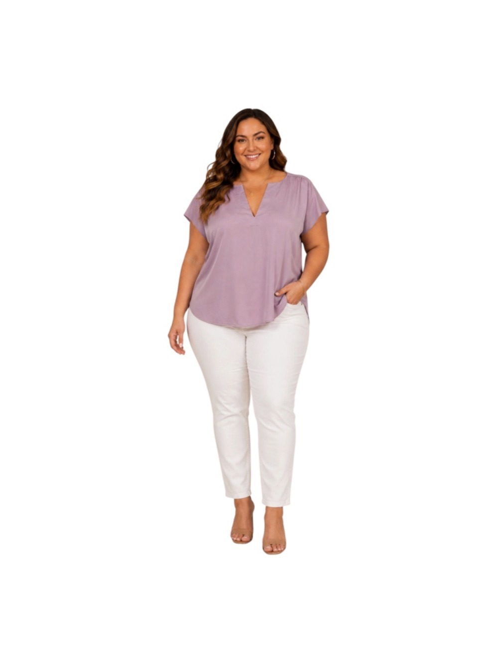 Banana Republic NWT Lavender Split Neck Blouse Top XXL 2X Short Sleeve